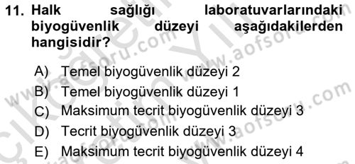 Kimya ve Biyoloji Sektörlerinde İş Sağlığı ve Güvenliği Dersi 2025 - 2026 Yılı Yaz Okulu Sınav Soruları 11. Soru