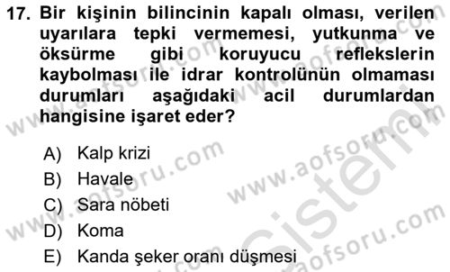 Kimya ve Biyoloji Sektörlerinde İş Sağlığı ve Güvenliği Dersi 2025 - 2026 Yılı Yaz Okulu Sınav Soruları 17. Soru