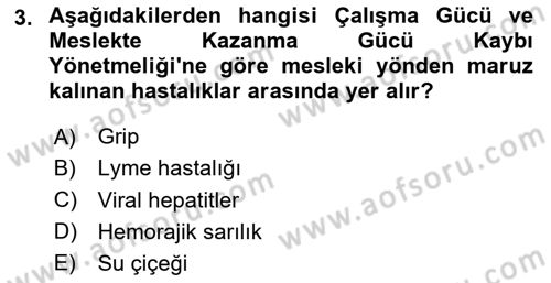 Kimya ve Biyoloji Sektörlerinde İş Sağlığı ve Güvenliği Dersi 2025 - 2026 Yılı Yaz Okulu Sınav Soruları 3. Soru