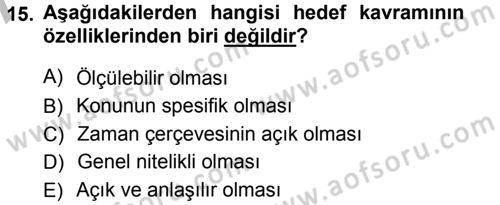 Stratejik Yönetim Dersi 2012 - 2013 Yılı (Vize) Ara Sınav Soruları 15. Soru