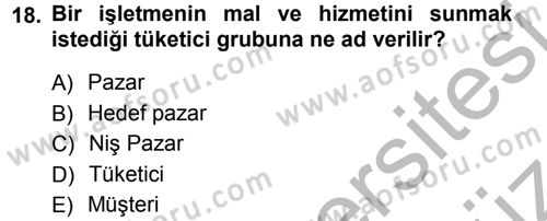 Stratejik Yönetim Dersi 2012 - 2013 Yılı (Vize) Ara Sınav Soruları 18. Soru