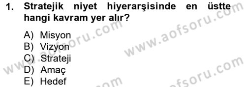 Stratejik Yönetim Dersi 2012 - 2013 Yılı (Final) Dönem Sonu Sınav Soruları 1. Soru