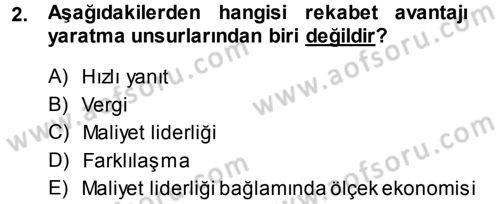 Stratejik Yönetim Dersi 2013 - 2014 Yılı (Vize) Ara Sınav Soruları 2. Soru