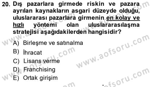 Stratejik Yönetim Dersi 2013 - 2014 Yılı (Vize) Ara Sınav Soruları 20. Soru