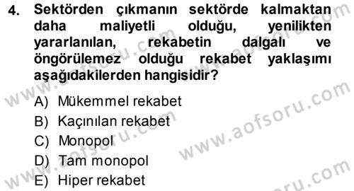 Stratejik Yönetim Dersi 2013 - 2014 Yılı (Final) Dönem Sonu Sınav Soruları 4. Soru