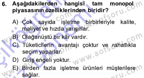 Stratejik Yönetim Dersi 2014 - 2015 Yılı (Vize) Ara Sınav Soruları 6. Soru
