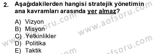 Stratejik Yönetim Dersi 2014 - 2015 Yılı (Final) Dönem Sonu Sınav Soruları 2. Soru