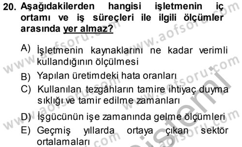 Stratejik Yönetim Dersi 2014 - 2015 Yılı (Final) Dönem Sonu Sınav Soruları 20. Soru