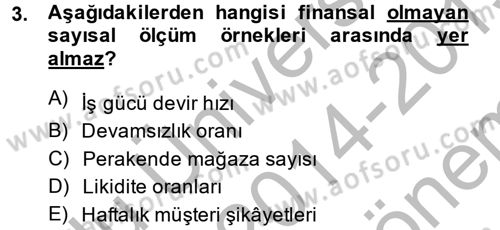Stratejik Yönetim Dersi 2014 - 2015 Yılı (Final) Dönem Sonu Sınav Soruları 3. Soru