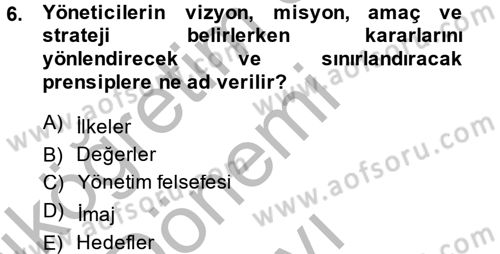 Stratejik Yönetim Dersi 2014 - 2015 Yılı (Final) Dönem Sonu Sınav Soruları 6. Soru