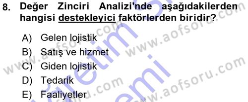 Stratejik Yönetim Dersi Ara Sınavı Deneme Sınav Soruları 8. Soru