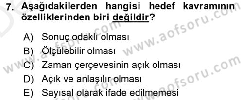 Stratejik Yönetim Dersi 2015 - 2016 Yılı Tek Ders Sınav Soruları 7. Soru