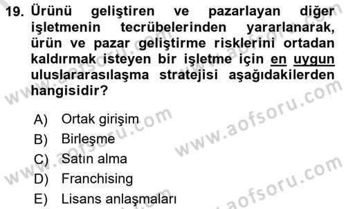 Stratejik Yönetim Dersi 2016 - 2017 Yılı (Vize) Ara Sınav Soruları 19. Soru