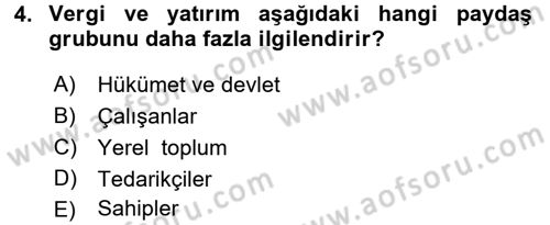 Stratejik Yönetim Dersi 2016 - 2017 Yılı (Vize) Ara Sınav Soruları 4. Soru