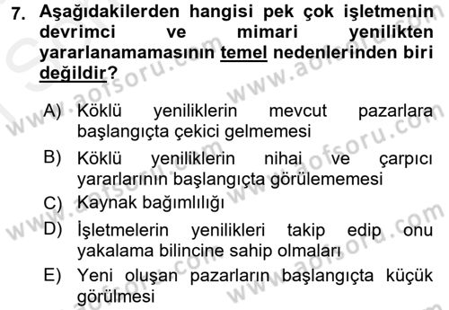 Stratejik Yönetim Dersi 2016 - 2017 Yılı (Final) Dönem Sonu Sınav Soruları 7. Soru