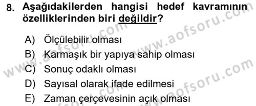 Stratejik Yönetim Dersi 2017 - 2018 Yılı 3 Ders Sınav Soruları 8. Soru