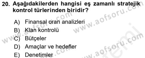 Stratejik Yönetim Dersi 2017 - 2018 Yılı (Final) Dönem Sonu Sınav Soruları 20. Soru