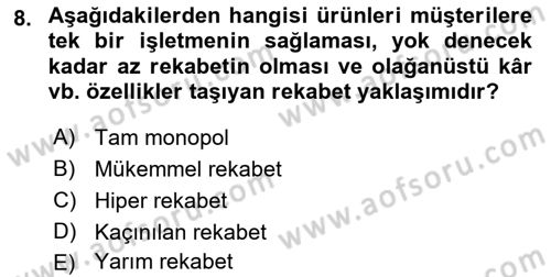 Stratejik Yönetim Dersi 2018 - 2019 Yılı (Vize) Ara Sınav Soruları 8. Soru