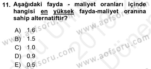 Stratejik Yönetim Dersi 2018 - 2019 Yılı (Final) Dönem Sonu Sınav Soruları 11. Soru