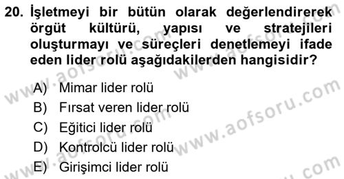 Stratejik Yönetim Dersi 2020 - 2021 Yılı Yaz Okulu Sınav Soruları 20. Soru