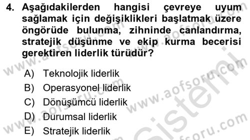 Stratejik Yönetim Dersi 2020 - 2021 Yılı Yaz Okulu Sınav Soruları 4. Soru