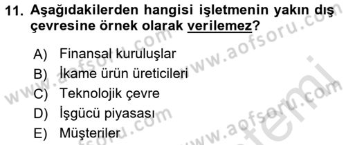 Stratejik Yönetim Dersi 2021 - 2022 Yılı (Vize) Ara Sınav Soruları 11. Soru