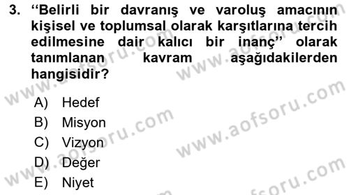Stratejik Yönetim Dersi 2021 - 2022 Yılı (Vize) Ara Sınav Soruları 3. Soru