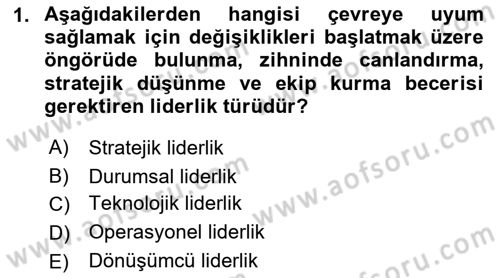 Stratejik Yönetim Dersi 2021 - 2022 Yılı Yaz Okulu Sınav Soruları 1. Soru