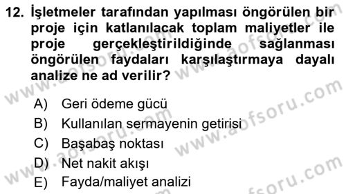 Stratejik Yönetim Dersi 2021 - 2022 Yılı Yaz Okulu Sınav Soruları 12. Soru