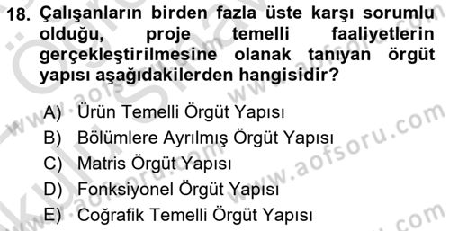 Stratejik Yönetim Dersi 2021 - 2022 Yılı Yaz Okulu Sınav Soruları 18. Soru