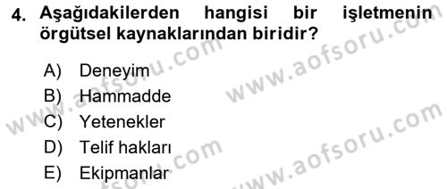 Stratejik Yönetim Dersi 2022 - 2023 Yılı (Final) Dönem Sonu Sınav Soruları 4. Soru