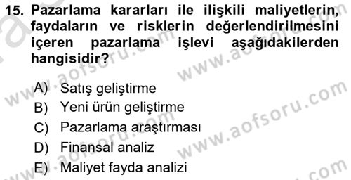 Stratejik Yönetim Dersi 2023 - 2024 Yılı (Vize) Ara Sınav Soruları 15. Soru