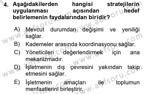Stratejik Yönetim Dersi 2023 - 2024 Yılı (Vize) Ara Sınav Soruları 4. Soru