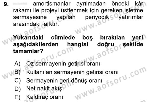 Stratejik Yönetim Dersi 2023 - 2024 Yılı (Final) Dönem Sonu Sınav Soruları 9. Soru