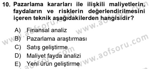 Stratejik Yönetim Dersi 2023 - 2024 Yılı Yaz Okulu Sınav Soruları 10. Soru