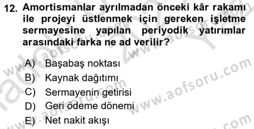 Stratejik Yönetim Dersi 2023 - 2024 Yılı Yaz Okulu Sınav Soruları 12. Soru