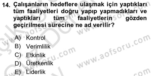 Stratejik Yönetim Dersi 2024 - 2025 Yılı (Vize) Ara Sınav Soruları 14. Soru