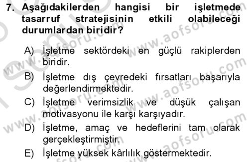 Stratejik Yönetim Dersi 2024 - 2025 Yılı (Final) Dönem Sonu Sınav Soruları 7. Soru