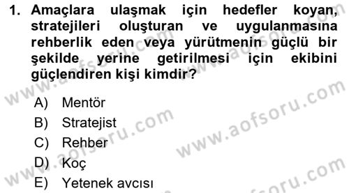 Stratejik Yönetim Dersi 2024 - 2025 Yılı Yaz Okulu Sınav Soruları 1. Soru
