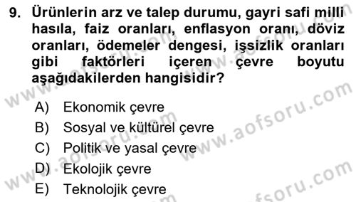 Stratejik Yönetim Dersi 2024 - 2025 Yılı Yaz Okulu Sınav Soruları 9. Soru