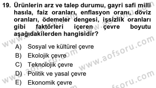 Stratejik Yönetim Dersi 2025 - 2026 Yılı (Vize) Ara Sınav Soruları 19. Soru