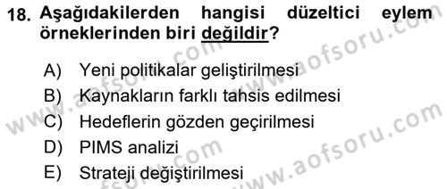 Stratejik Yönetim Dersi 2025 - 2026 Yılı (Final) Dönem Sonu Sınav Soruları 18. Soru