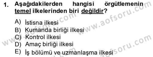 Yönetim ve Organizasyon Dersi 2012 - 2013 Yılı (Vize) Ara Sınav Soruları 1. Soru