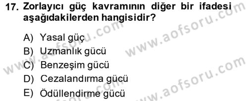 Yönetim ve Organizasyon Dersi 2013 - 2014 Yılı (Vize) Ara Sınav Soruları 17. Soru