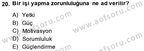 Yönetim ve Organizasyon Dersi 2013 - 2014 Yılı (Vize) Ara Sınav Soruları 20. Soru