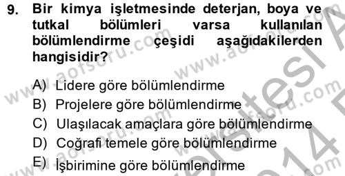 Yönetim ve Organizasyon Dersi 2013 - 2014 Yılı (Vize) Ara Sınav Soruları 9. Soru