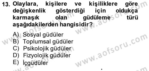 Yönetim ve Organizasyon Dersi 2013 - 2014 Yılı (Final) Dönem Sonu Sınav Soruları 13. Soru