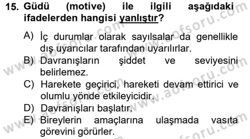 Yönetim ve Organizasyon Dersi 2013 - 2014 Yılı Tek Ders Sınav Soruları 15. Soru