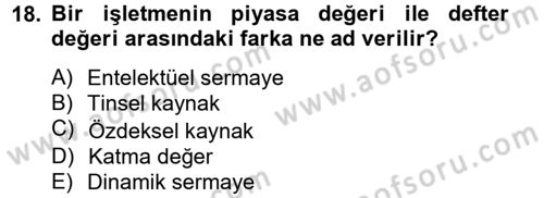 Yönetim ve Organizasyon Dersi 2013 - 2014 Yılı Tek Ders Sınav Soruları 18. Soru