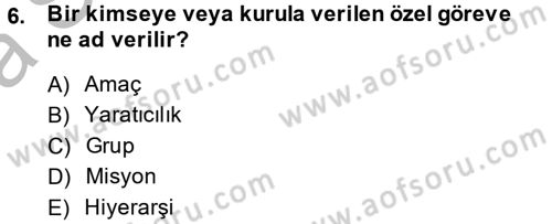Yönetim ve Organizasyon Dersi 2014 - 2015 Yılı (Vize) Ara Sınav Soruları 6. Soru